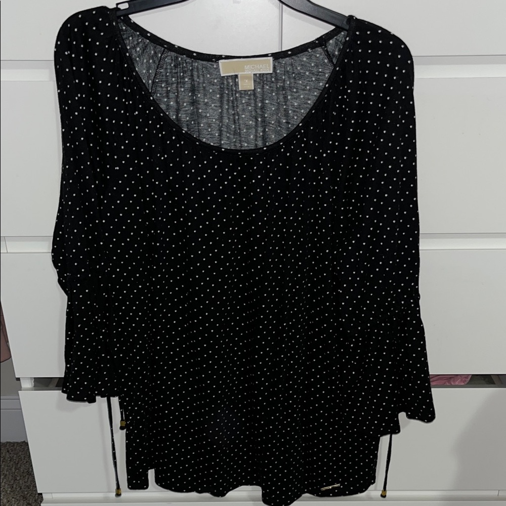 Michael Kors Black and White Polka Dot Blouse